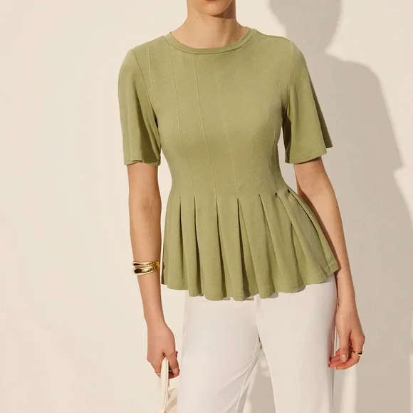 123 Pleated Peplum Ribbed Top - Picture 3 of 5